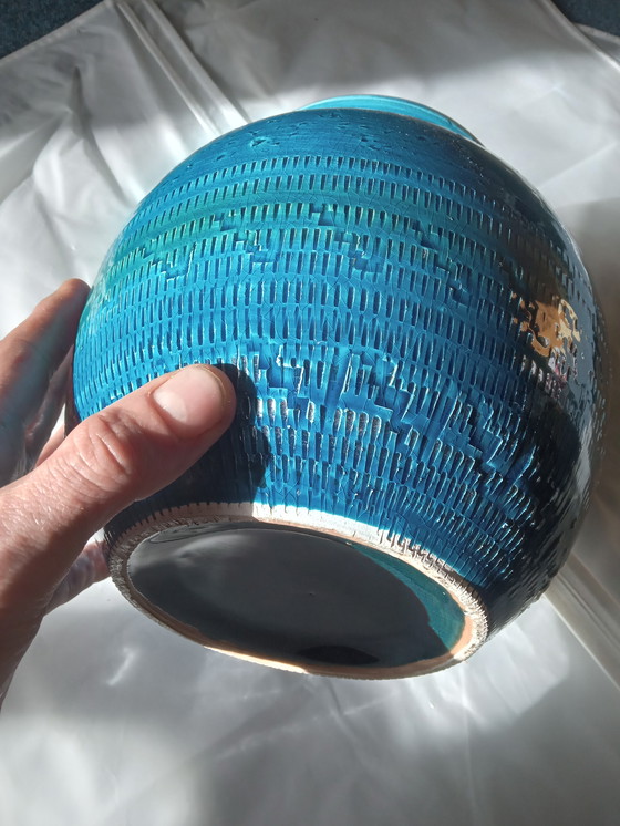 Image 1 of Italian vase by Aldo Londi for Bitossi - RIMINI BLUE SERIES