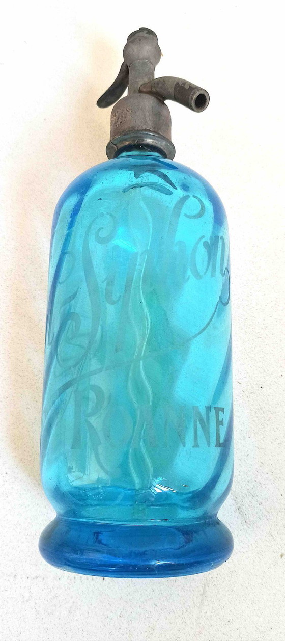 Image 1 of Blauwe seltzer sifon 1900 Hoogte 29,7 cm