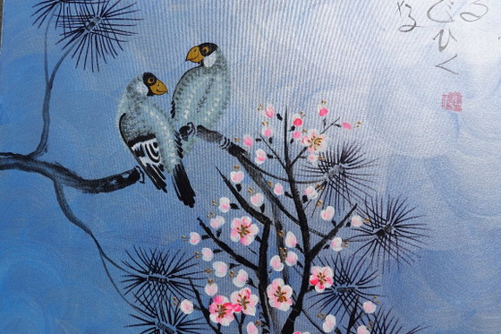 Love Birds J508 - Original Large Painting – Paintings & Drawings, Canvas (photo 3 of 12)