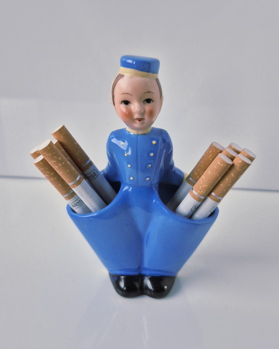 Image 1 of 1950 Goebel / Hummel Bellboy Tooth Pick Holder Cigarettes Holder