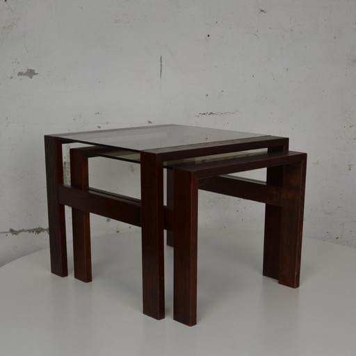 Juego de 2 mesas auxiliares apilables