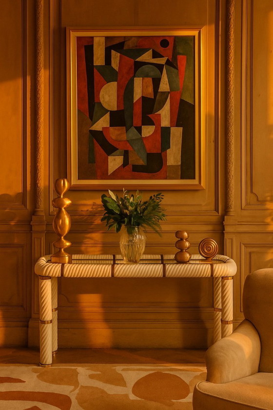 Image 1 of Console en porcelaine et laiton de Tommaso Barbi, 1970