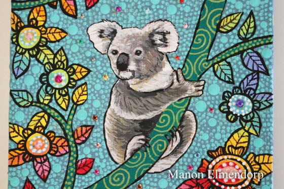 Image 1 of Hand-painted Small Koala Painting New 15 x 10 cm