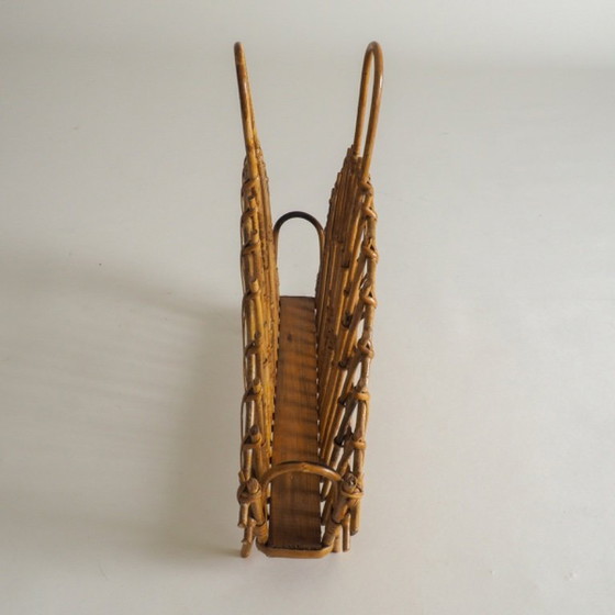 Image 1 of Mid Century Rattan Magazine Holder