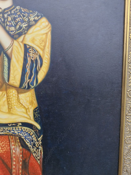 Donna cinese che suona il flauto di bambù, Dipinti e disegni, Tela, Nero (foto 8 di 15)