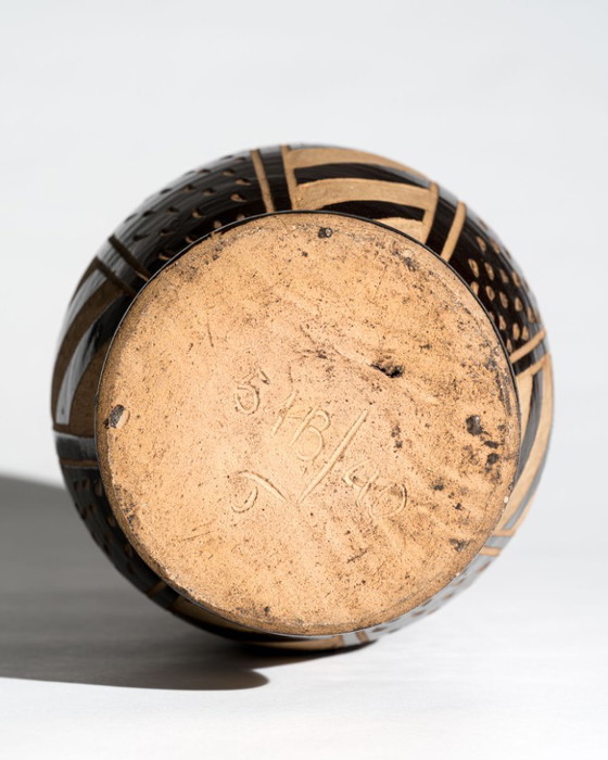 Image 1 of XL Keramische vloervaas met sgraffito-reliëf – Anton Piesche & Reif, model 51B/40, Oost-Duitsland, jaren 60, DDR