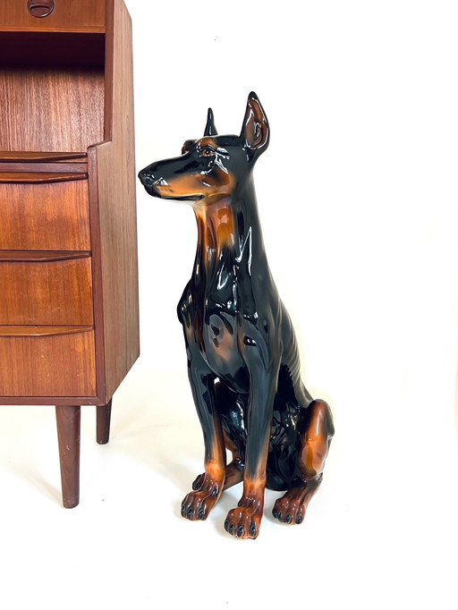 Doberman Pinscher, céramique italienne des années 60