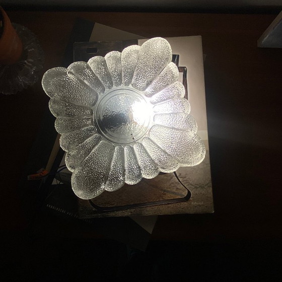 Old square Wall light ceiling light transparent glass flower vintage 1970 1980 (photo 8 of 9)