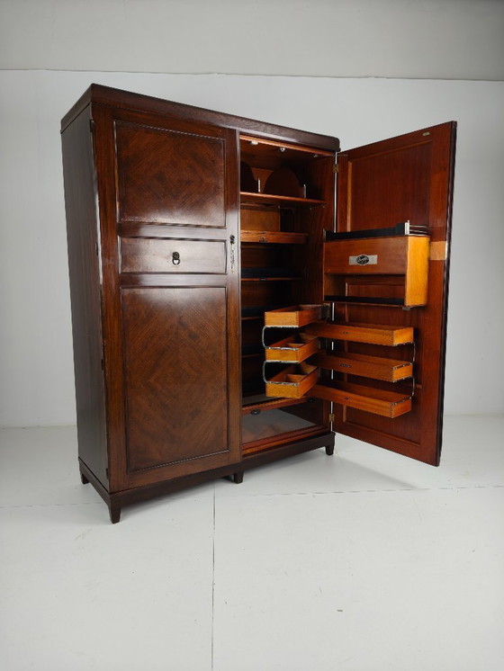 Image 1 of Beautiful English Art Deco Compactom Ltd Men's Wardrobe from the 1920s
