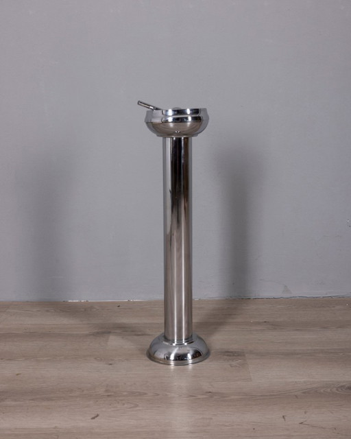 Vintage 1970s Italian-Design Chrome-Plated Metal Floor Ashtray – decoratieve objecten (photo 2 of 10)