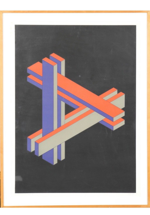 Numbered Space Age Kinetic Serigraph, Souloumiac, Vasarely style