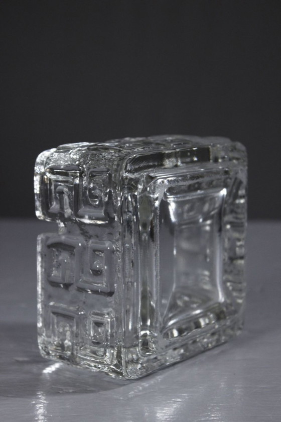 Image 1 of Tamara Aladin & Riihimäki - Vintage "Taalari" molded glass ashtray Finland 1970