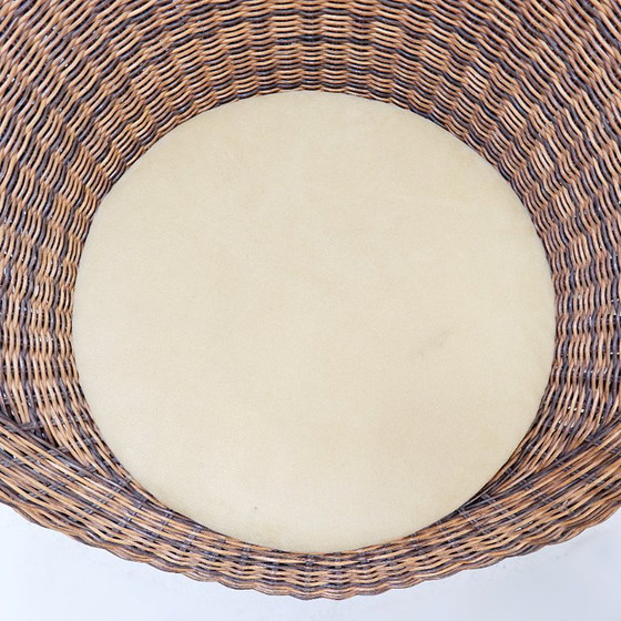 Image 1 of Paire de fauteuils pivotants en osier vintage