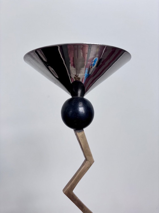 Image 1 of Set of three Zig-Zag vintage candle holders | Italy | 80s Memphis Milano inspired, postmodern Italian Design, Metal