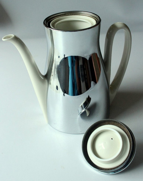 Image 1 of Caffettiera Schulte Ufer in porcellana Fürstenberg con coperchio scaldavivande in metallo