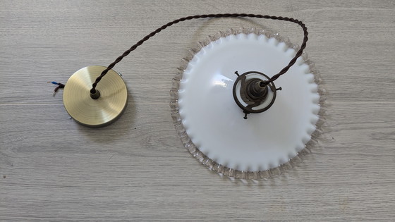 Image 1 of Vintage White Opaline Hanging Lamp
