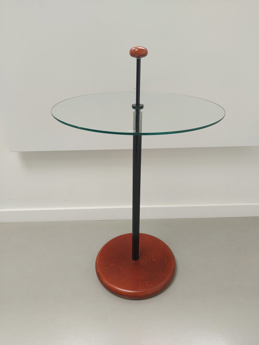Table d'appoint ronde postmoderne avec plateau en verre