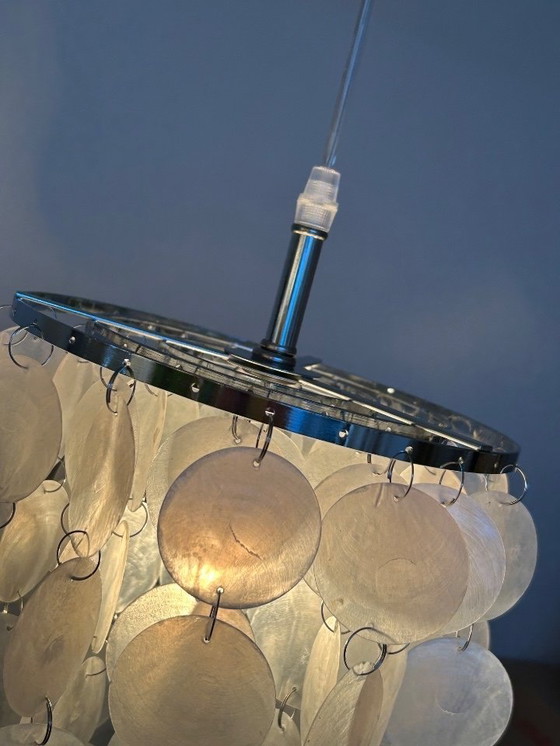 Image 1 of Satz von 3 Kapiz Muschel Lampen Verkauf Chromrahmen