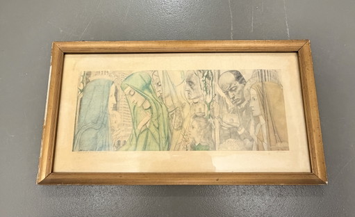 Jan Toorop 1858-1928 / Litografía Original - El Sacrificio 1927