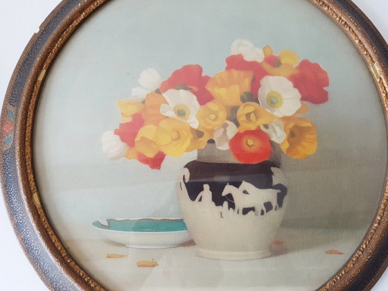 Image 1 of ENSEMBLE DE 2 CADRES RONDS ART DECO VINTAGE 1940 1950 CECILE HAY BOOTS 40S 50S