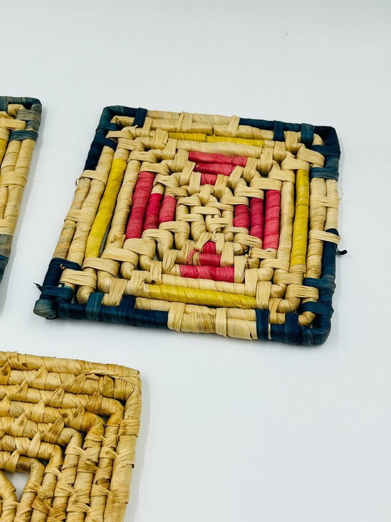 Image 1 of Set of 3 vintage braided fiber trivets