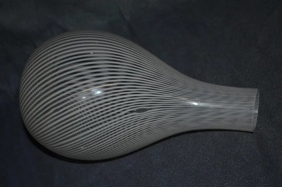 1970s Belvetro Murano - Piriform Glass Vase With Reticello Laitimo Decoration – Murano Glass, Italian Design (photo 6 of 10)