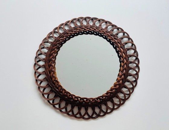 Image 1 of Rotan spiegel 49 cm * Vintage 70s *