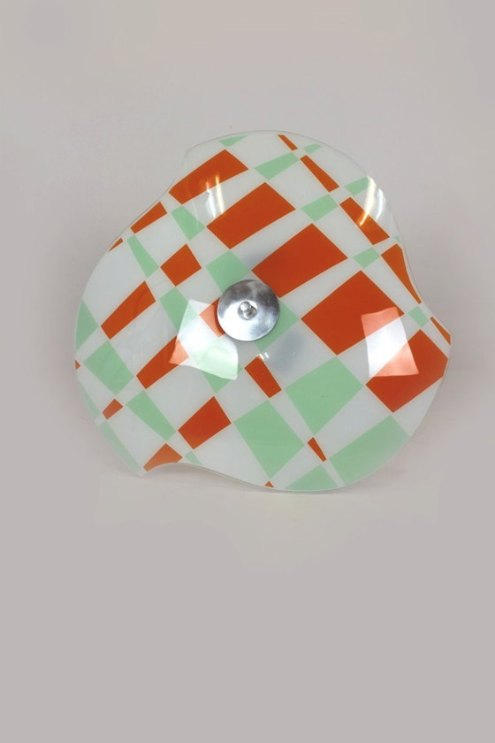 Image 1 of Tschechische Glas-Pendelleuchten aus der Mitte des 20. Jahrhunderts mit geometrischem und farbenfrohem Dekor, 1970er Jahre, 6er-