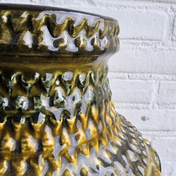 Image 1 of Vintage Ceramic XXL West Germany Vase (Bay) Mustard Colour / West Germany Vase Mustard Colour