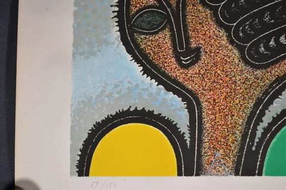 Anton Cetin (nato nel 1936) “Volto con lunghe trecce” Litografia firmata e numerata 17/150. (photo 8 of 9)