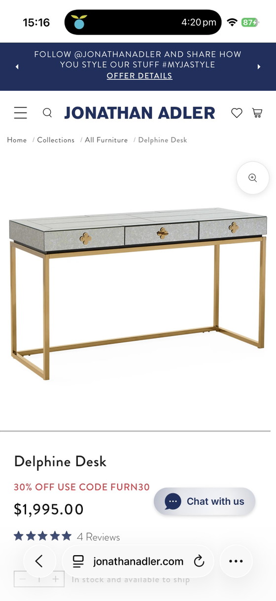 Image 1 of Jonathan Adler Delphine Desk