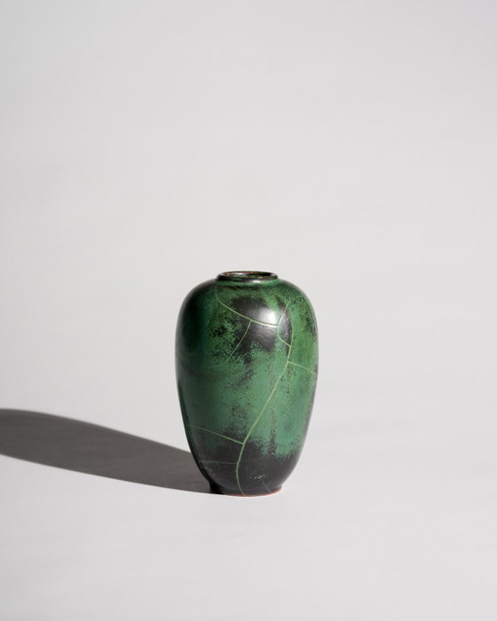 Image 1 of Pair of Paul Dresler Grootenburg Copper Reduction Glaze Studio Ceramic Vases – Germany, ca. 1940s-1950s Art Deco Bauhaus
