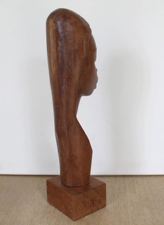 Image 1 of Afrikanische Büste, Holz, Mid-Century-Modernismus, 37 cm hoch
