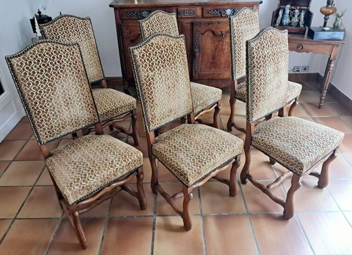 Sechs Französische Esszimmerstühle Im Schafsknochen-Stil