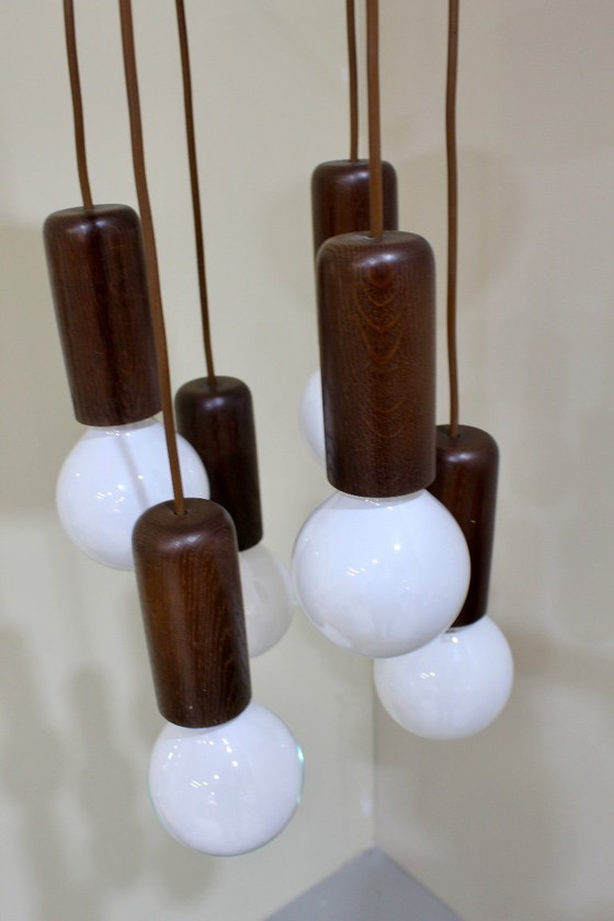 Image 1 of Lampada a cascata in legno dal design vintage