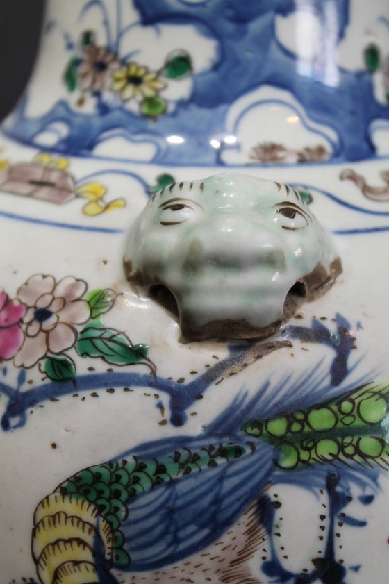 Antique Chinese Rouleau Vase – Ceramic, Porcelain (photo 12 of 16)