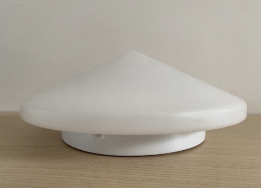 Minimalistische Nederlandse midcentury glazen inbouw/plafondlamp van Steinhauer Apeldoorn, jaren 80.