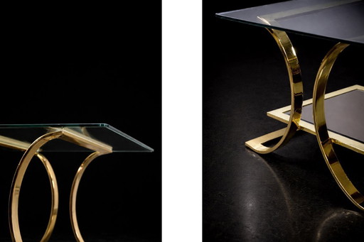 Vintage Mid-Century Italian Modern Glass Coffee Tables, 1960s, Set of 2