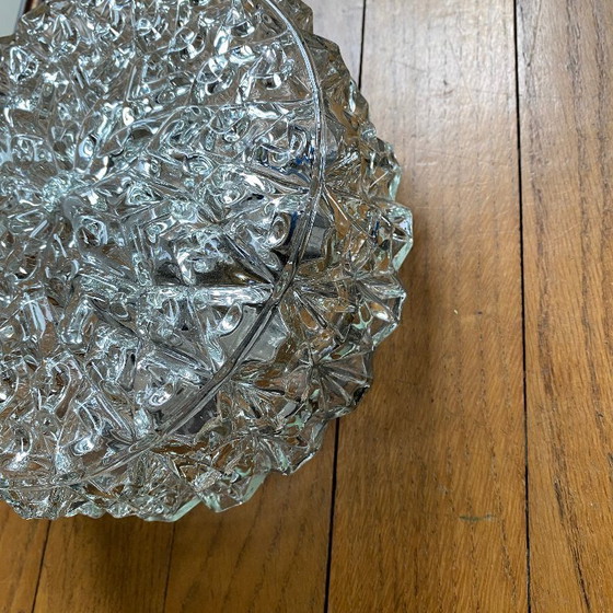 Image 1 of Antieke ronde glazen wandlamp/plafondlamp, 19 cm