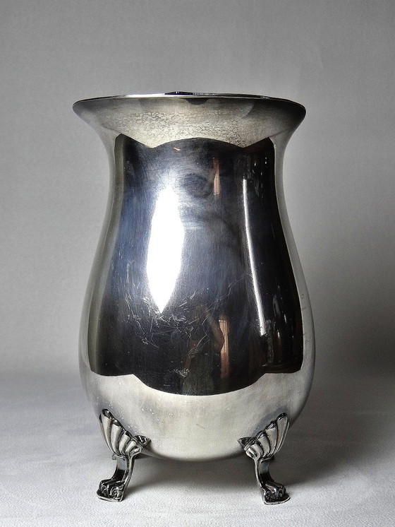 Image 1 of Large Antique Lion Foot Silver Plated Metal Jug