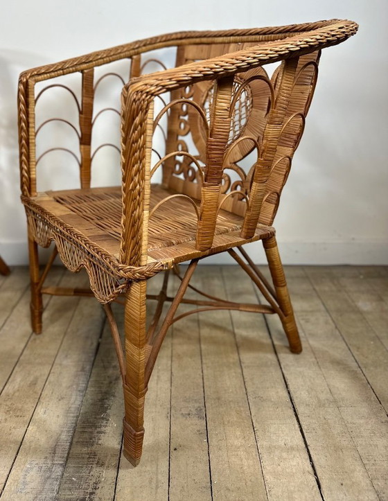 Image 1 of Set da soggiorno in rattan in stile vittoriano degli anni '20