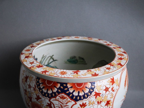 Image 1 of Vaso da fiori in porcellana cinese, colori policromi, antico, grande