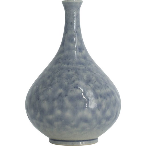 Vase vintage de collection en grès Azur par Gunnar Borg pour Höganäs Keramik, Suède 1960