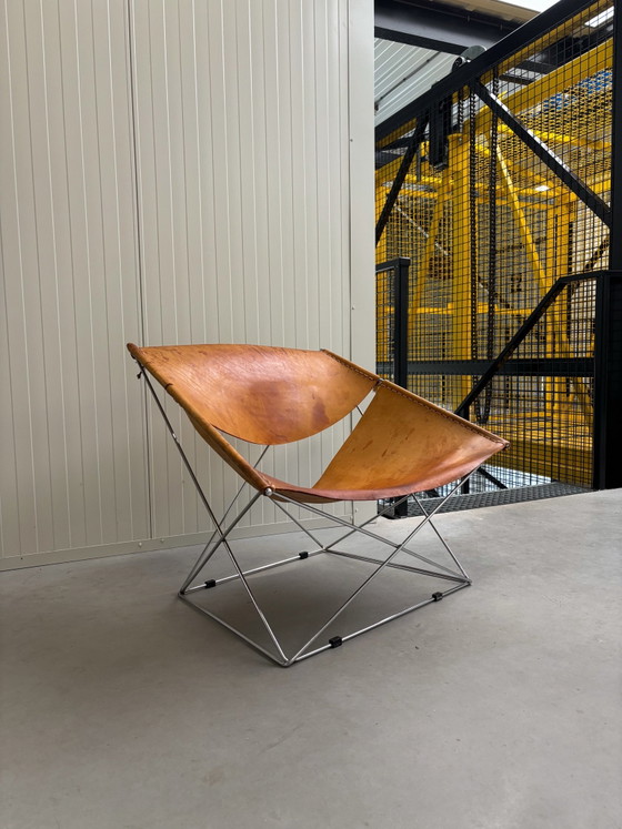 2 chaises Butterfly Artifort, Fauteuils d'appoint, Cuir, Orange (photo 2 sur 15)