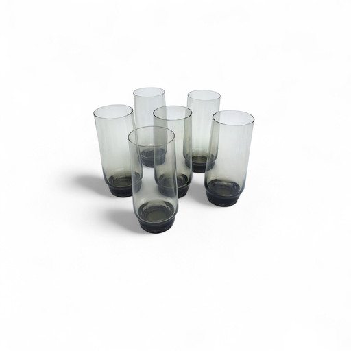 6 x Vintage Gläser Wasser Bier Saft Driburg Rauchglas Kristall