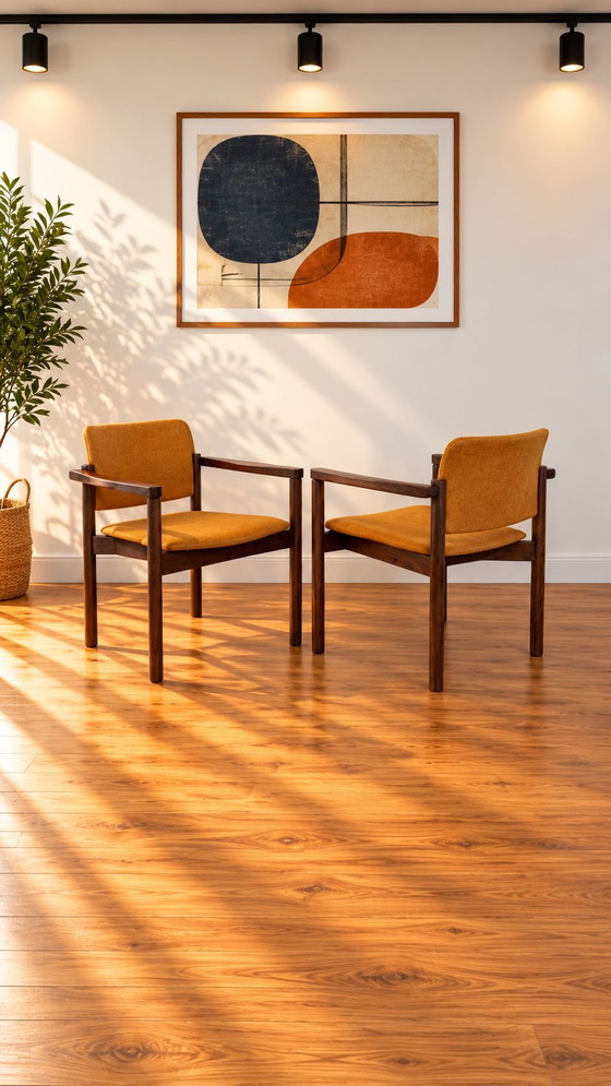 6 sedie da pranzo vintage Kush+co design scandinavo, Tessile, Legno, Marrone (foto 6 di 10)