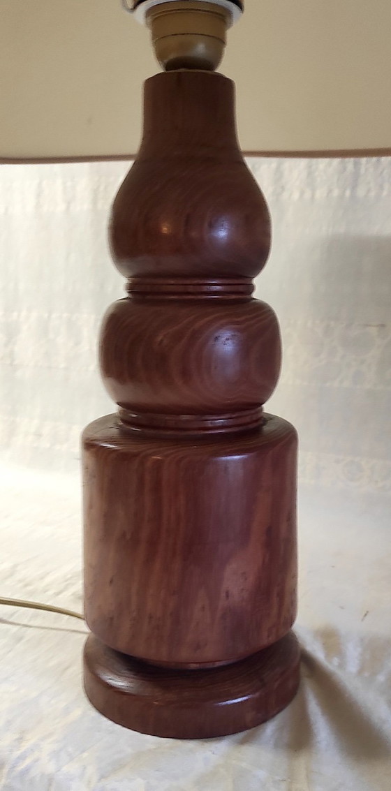 Image 1 of Scandinavian-style table lamp in turned wood - 1970s