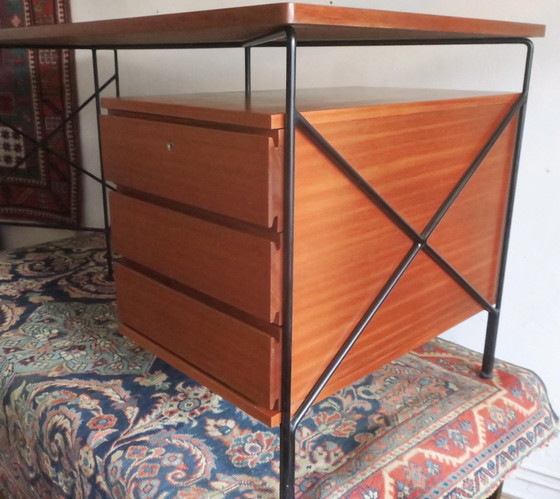 Image 1 of Desk in Mahogany and Metal by A.R.P. - Motte, Mortier, Guariche, France 1956