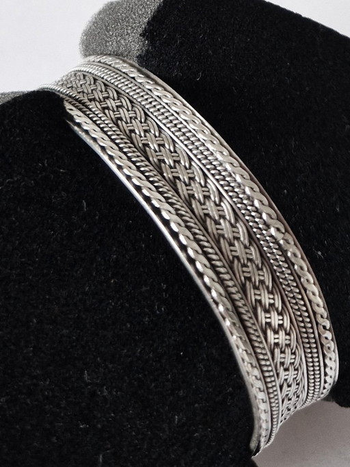 Silver bracelet - Silver clamp bracelet - 80s - 925