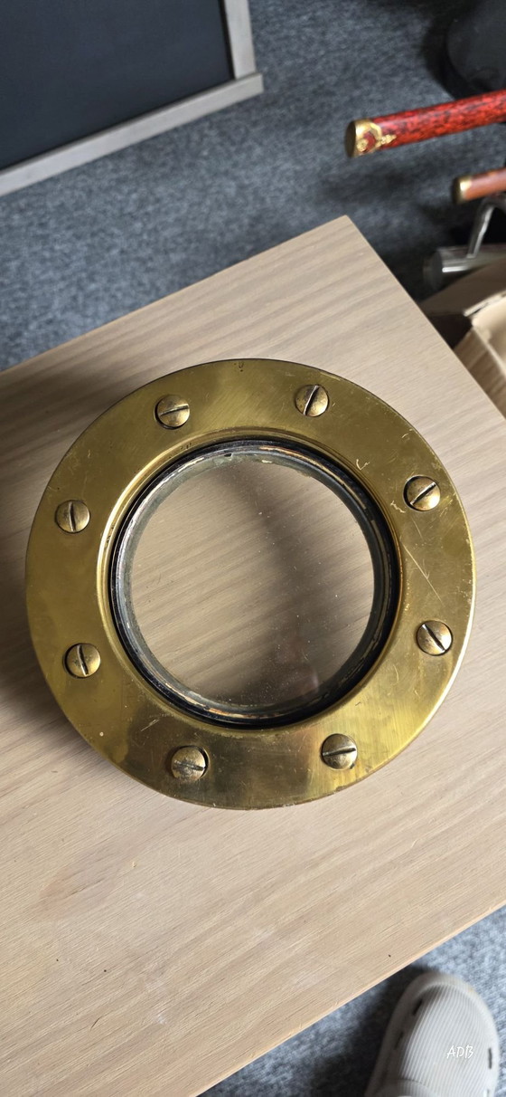 Patrijspoort 23cm – Wanddecoratie, Glas, Messing (photo 2 of 5)